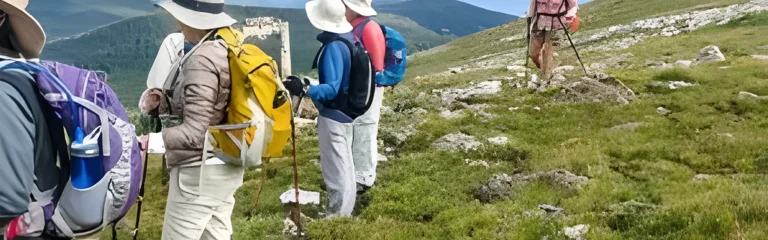 people walking on the mountain