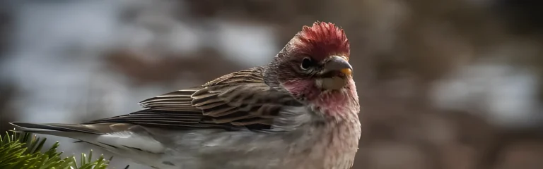 pink-headed brown finch closeup